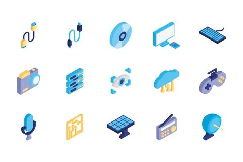 Bundle of technology devices icons Illustrazione stock