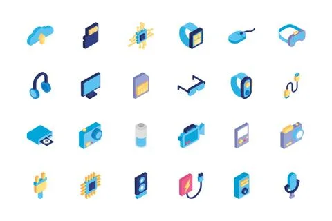Bundle of technology devices icons Illustrazione stock