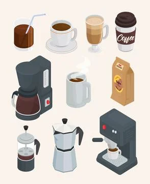 Bundle of ten coffee drinks set icons Stock Illustration