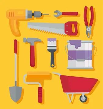 Bundle of ten construction tools set icons Illustrazione stock