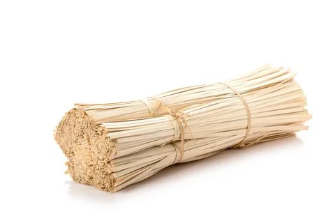 Bundle of thin bamboo-stripes use like rope isolated on white Stock Photos
