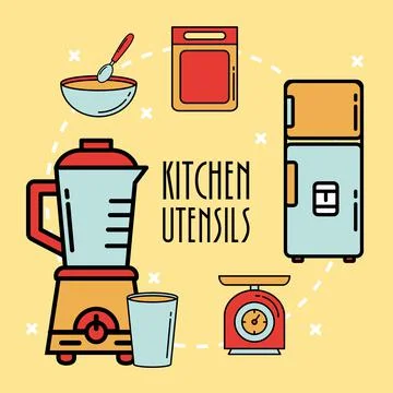 Bundle of thirteen kitchen utensils set icons Stock Illustration