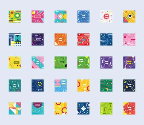 Bundle of thirty geometric minimal backgrounds Illustrazione stock