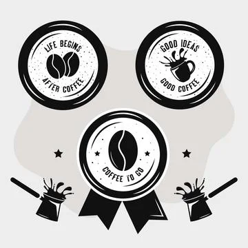 Bundle of three coffee seals icons Stock Illustration