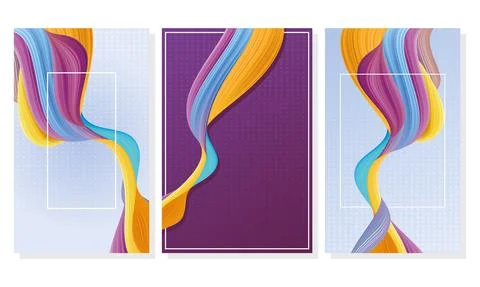 Bundle of three color flow backgrounds Stockillustratie