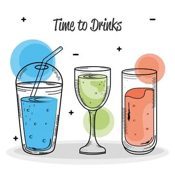 Bundle of three drinks set icons Stock Illustration