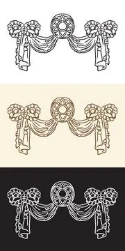 Bundle of three vintage ornaments vector design element 스톡 일러스트