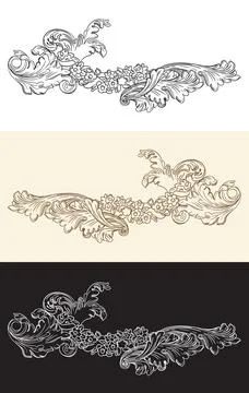 Bundle of three vintage ornaments vector design element 스톡 일러스트