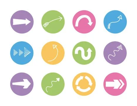 Bundle of twelve arrows set icons Stock Illustration