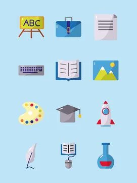 Bundle of twelve back to school set icons Stock Illustration