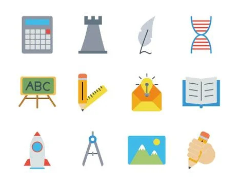 Bundle of twelve back to school supplies Illustrazione stock