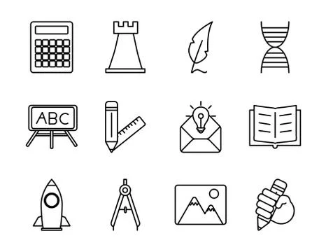 Bundle of twelve back to school supplies Illustrazione stock