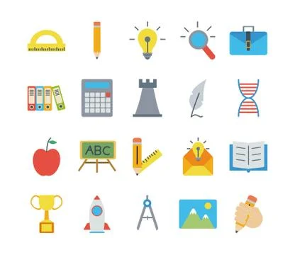 Bundle of twelve back to school supplies Illustrazione stock