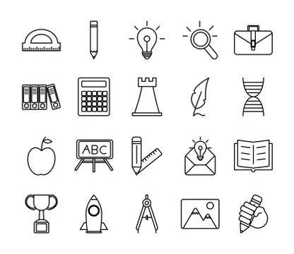 Bundle of twelve back to school supplies Illustrazione stock