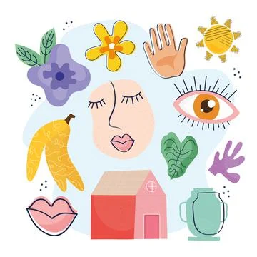 Bundle of twelve doodle and abstract set icons Stock Illustration