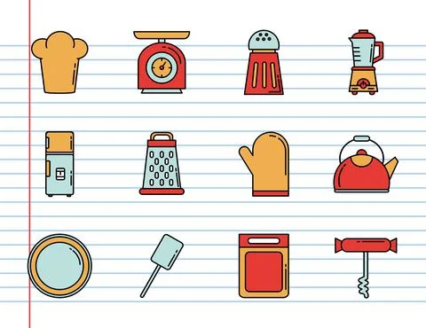 Bundle of twelve kitchen utensils set icons Stockillustratie