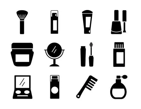 Bundle of twelve make up cosmetics set icons Illustrazione stock