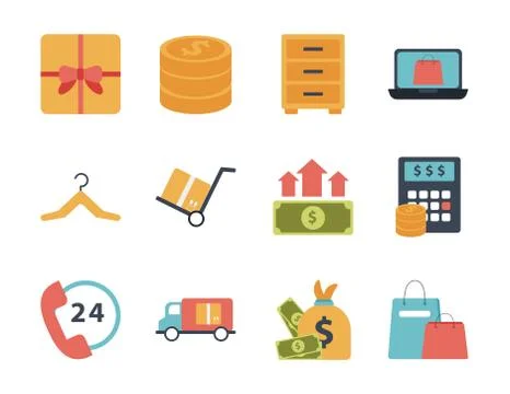 Bundle of twelve shopping set collection icons Stock Illustration