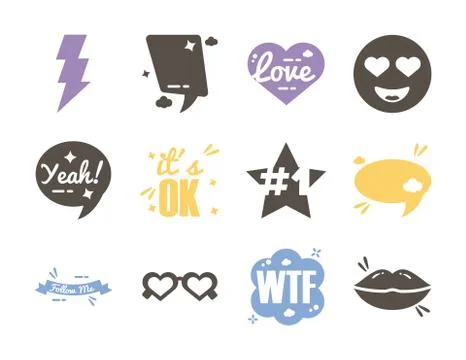 Bundle of twelve slang set icons Illustrazione stock