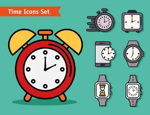 Bundle of twelve time set line and fill style icons in notebook sheet Illustrazione stock