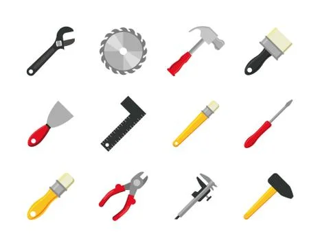 Bundle of twelve tools set icons Stock Illustration