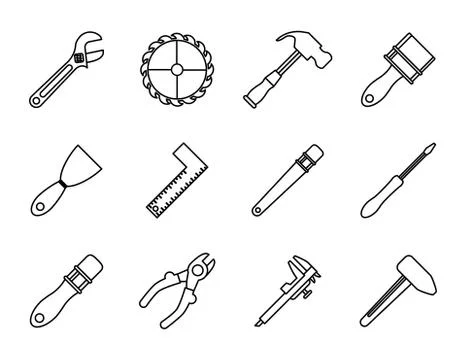 Bundle of twelve tools set icons Stockillustratie