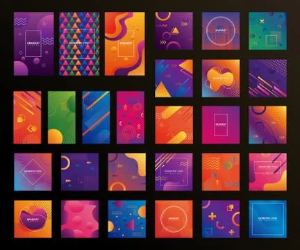 Bundle of twenty eight geometric vivid backgrounds イラスト素材