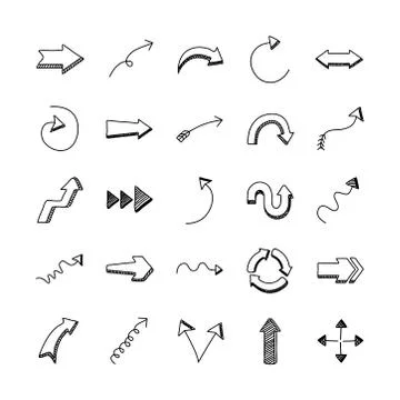 Bundle of twenty five arrows set collection icons Stock Illustration