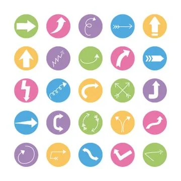 Bundle of twenty five arrows set icons Stock Illustration