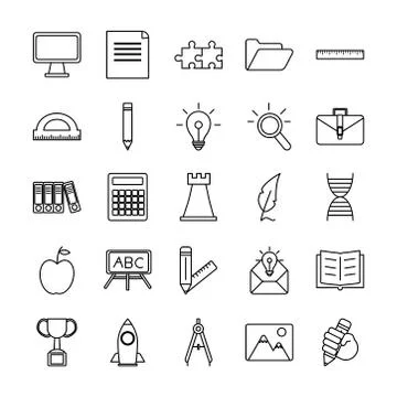 Bundle of twenty five back to school supplies Illustrazione stock