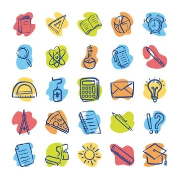 Bundle of twenty five back to school supplies 스톡 일러스트