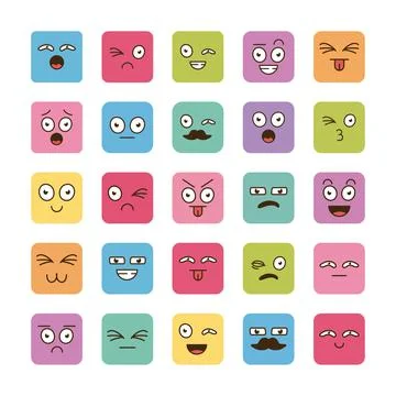 Bundle of twenty five cartoon faces emoticons icons 库存插图