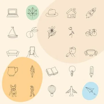Bundle of twenty five elements one line style icons Stockillustratie
