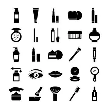 Bundle of twenty five make up cosmetics set icons 库存插图