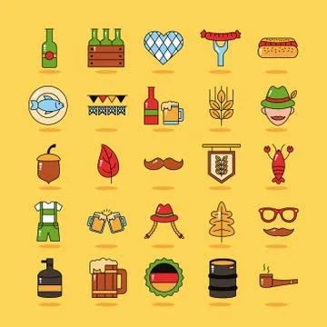 Bundle of twenty five oktoberfest set collection icons Stockillustratie