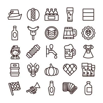 Bundle of twenty five oktoberfest set collection icons 스톡 일러스트
