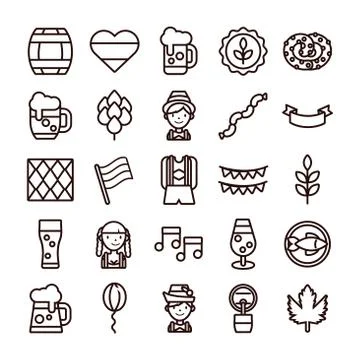 Bundle of twenty five oktoberfest set icons 스톡 일러스트