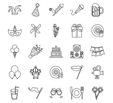 Bundle of twenty five party set icons 스톡 일러스트