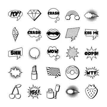 Bundle of twenty five pop art set collection icons 库存插图