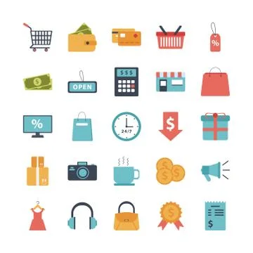 Bundle of twenty five shopping set icons Stock Illustration