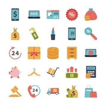 Bundle of twenty five shopping set collection icons イラスト素材