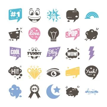 Bundle of twenty five slang set icons Illustrazione stock