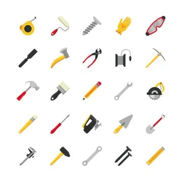 Bundle of twenty five tools set icons Illustrazione stock