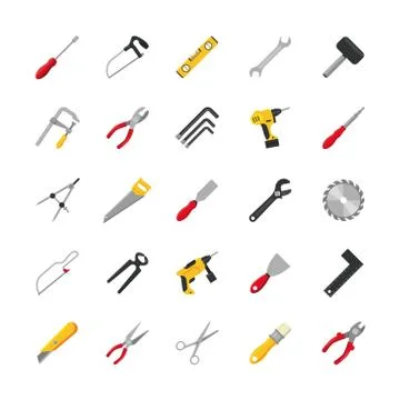 Bundle of twenty five tools set collection icons Stock Illustration