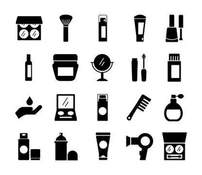 Bundle of twenty make up cosmetics set collection icons Stock Illustration