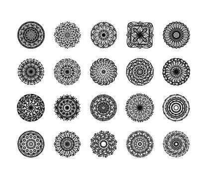 Bundle of twenty mandalas set icons イラスト素材