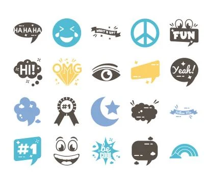 Bundle of twenty slang set collection icons Illustrazione stock