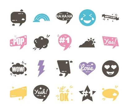 Bundle of twenty slang set icons Illustrazione stock