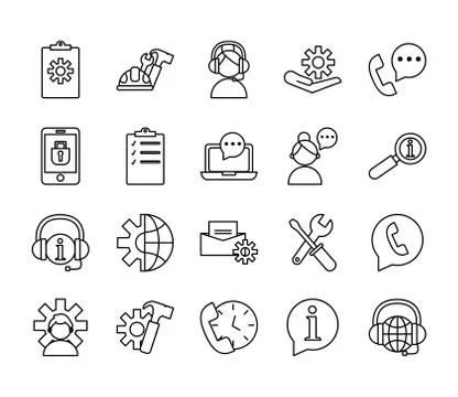 Bundle of twenty technical service set items Stock-Illustration