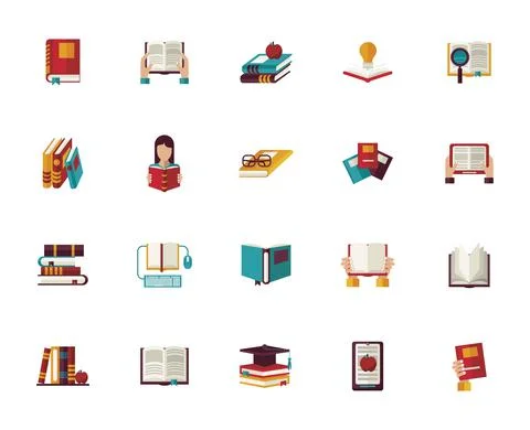 Bundle of twenty texts books education supplies icons イラスト素材